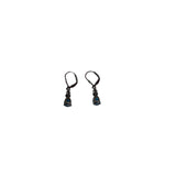 Elegant Womens Blue Dangling Crystal Earrings Gunmetal Finish Drop Style