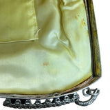 Vintage White Ivory Beads Clasp Closure Metal Handle Evening Clutch Sz S