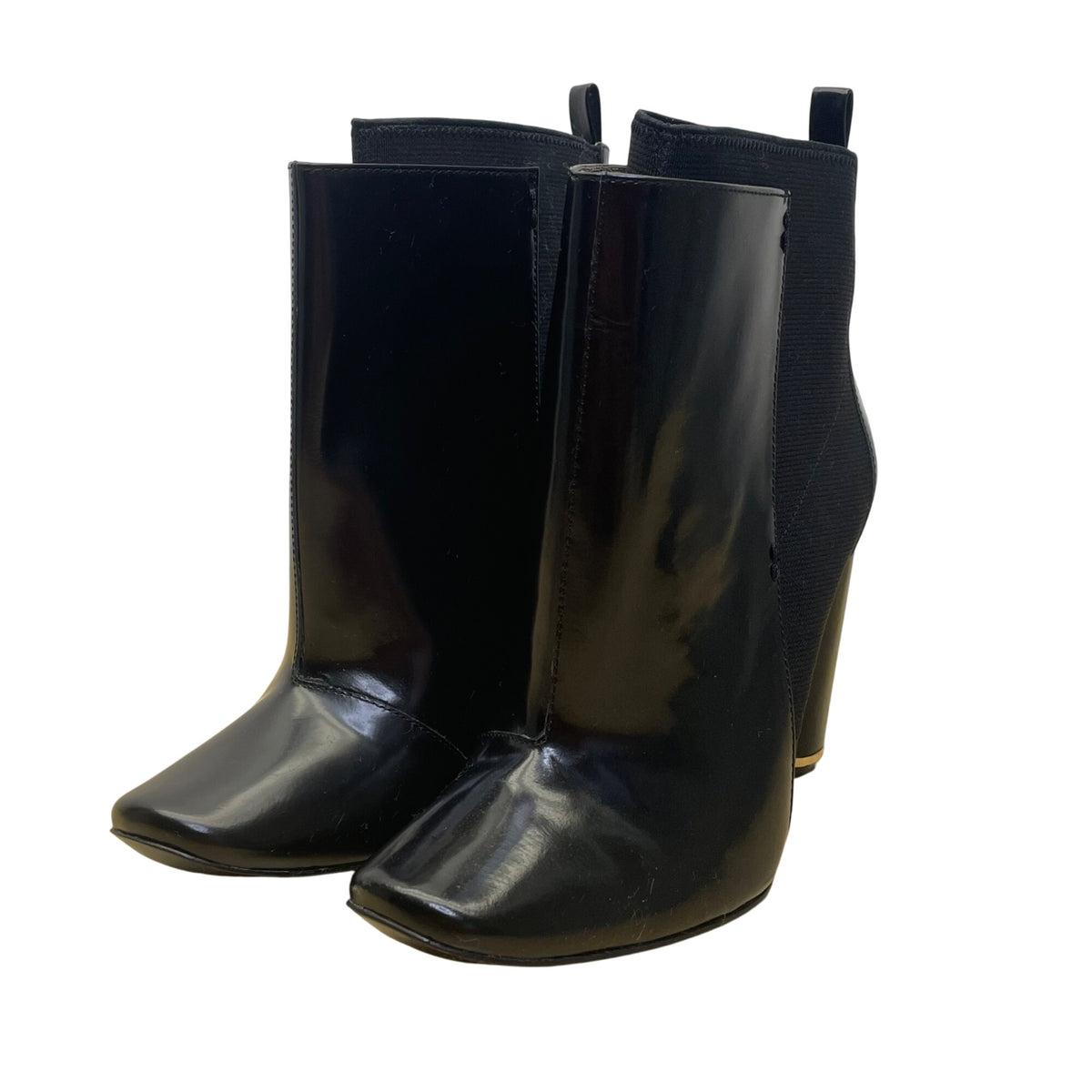 Diane Von Furstenberg Women’s Black Leather Stretch Shaft Ankle Boots Size 8M