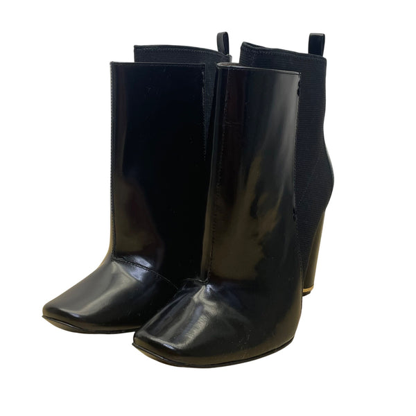 Diane Von Furstenberg Women’s Black Leather Stretch Shaft Ankle Boots Size 8M