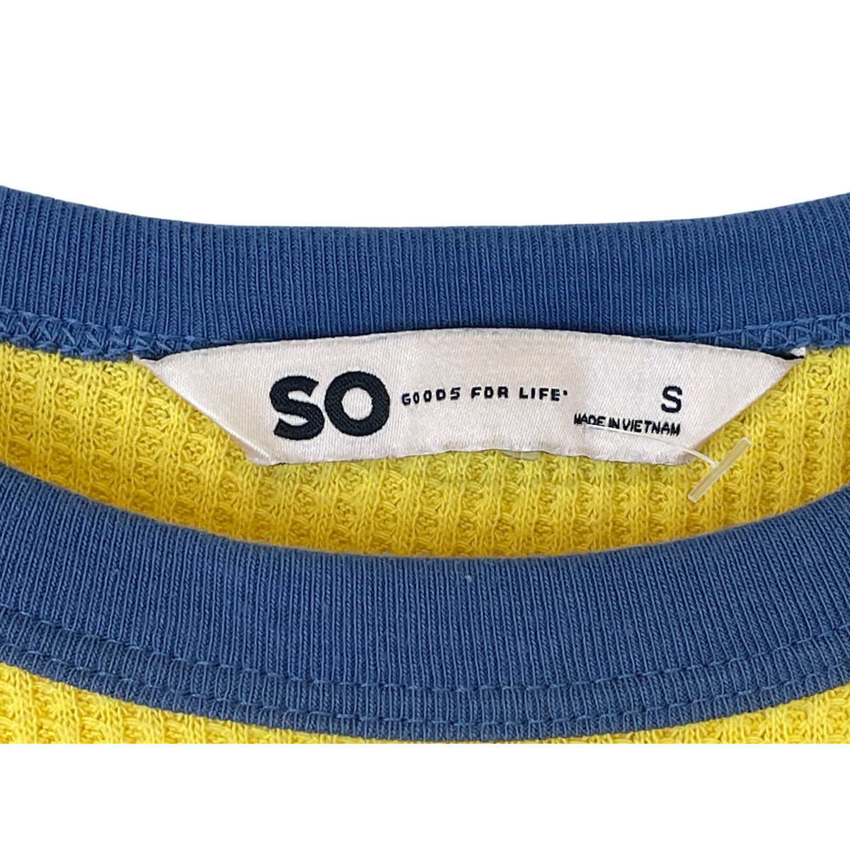 So Womens Yellow Waffle Knit Ringer Daisy Embroidered Crop T-Shirt Size S