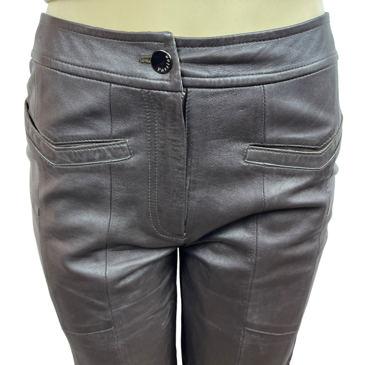 Passion Women's Dark Brown Faux Leather Cropped Pants Sz M/L - NWT
