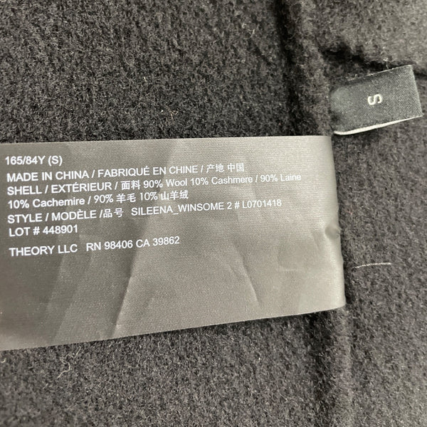 Theory Women's Black Wool & Cashmere Blend Open Front Coat Size S