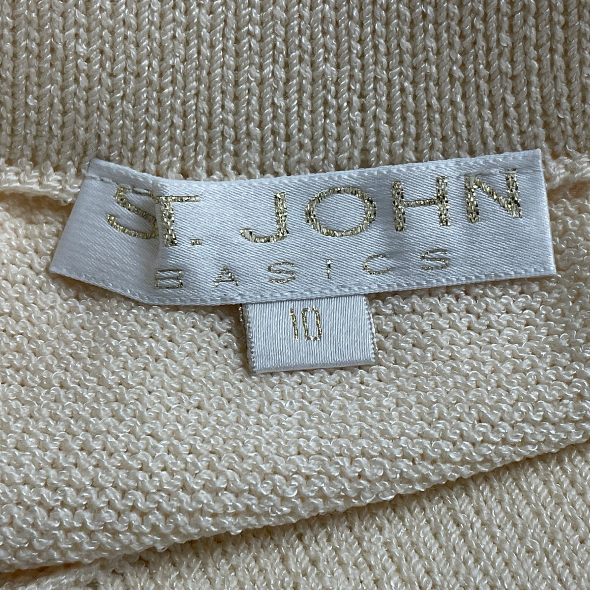 St. John Two Piece Women's Beige Knitted Tank Top & Skirt Set Sleeveless Size 8/10