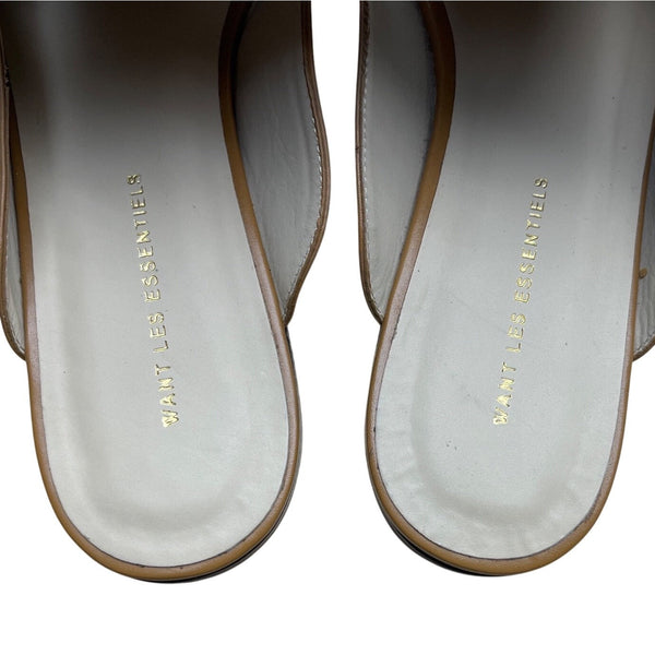 Want Les Essentiels Womens Tan Leather Mules Slip-On Size US8 (EU39)
