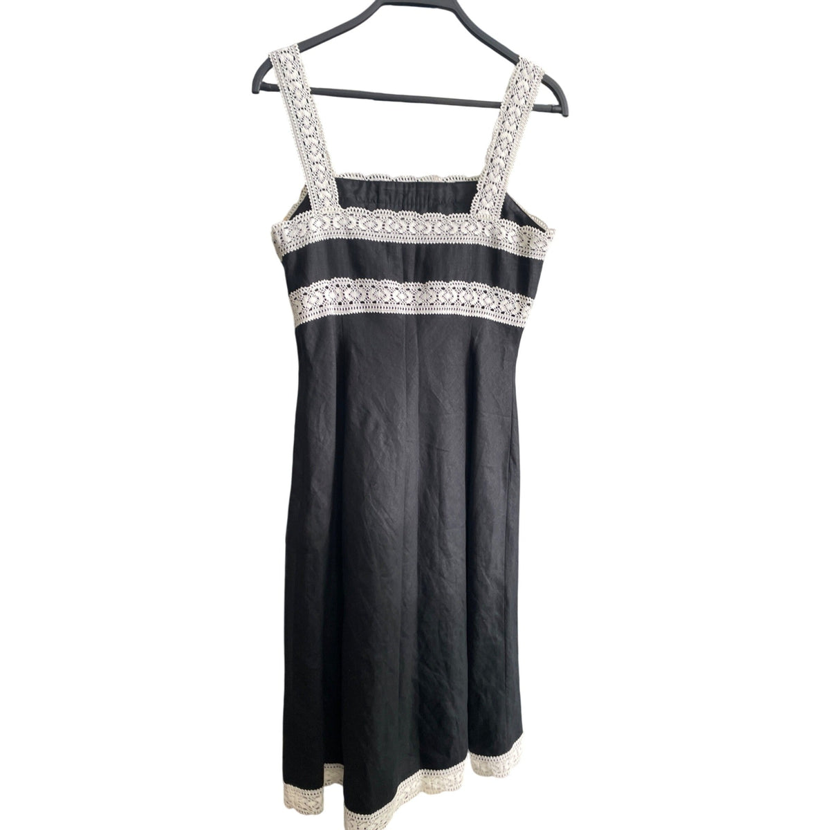 Ann Taylor Loft Womens Black & White Lace Trim Linen Dress Size 4