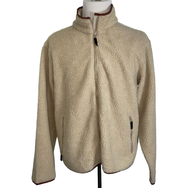 NWT BDG Fluffy Zipper Casual Light Brown Men's Full Zip Polyester Jacket Size L