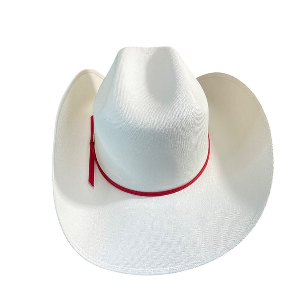 Smithbilt Hats White Calgary Stampede Cowboy Hat 7 1/4 With Red Band & Metal Detail