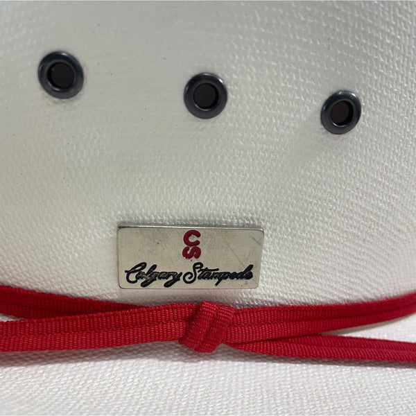 Smithbilt Hats White Calgary Stampede Cowboy Hat 7 1/4 With Red Band & Metal Detail