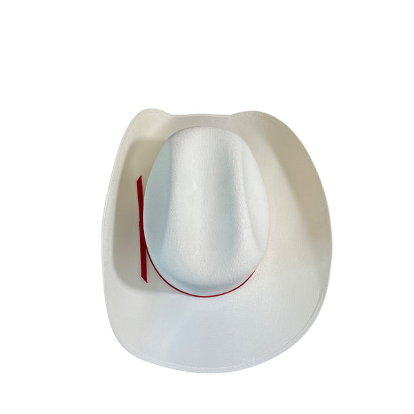 Smithbilt Hats White Calgary Stampede Cowboy Hat 7 1/4 With Red Band & Metal Detail