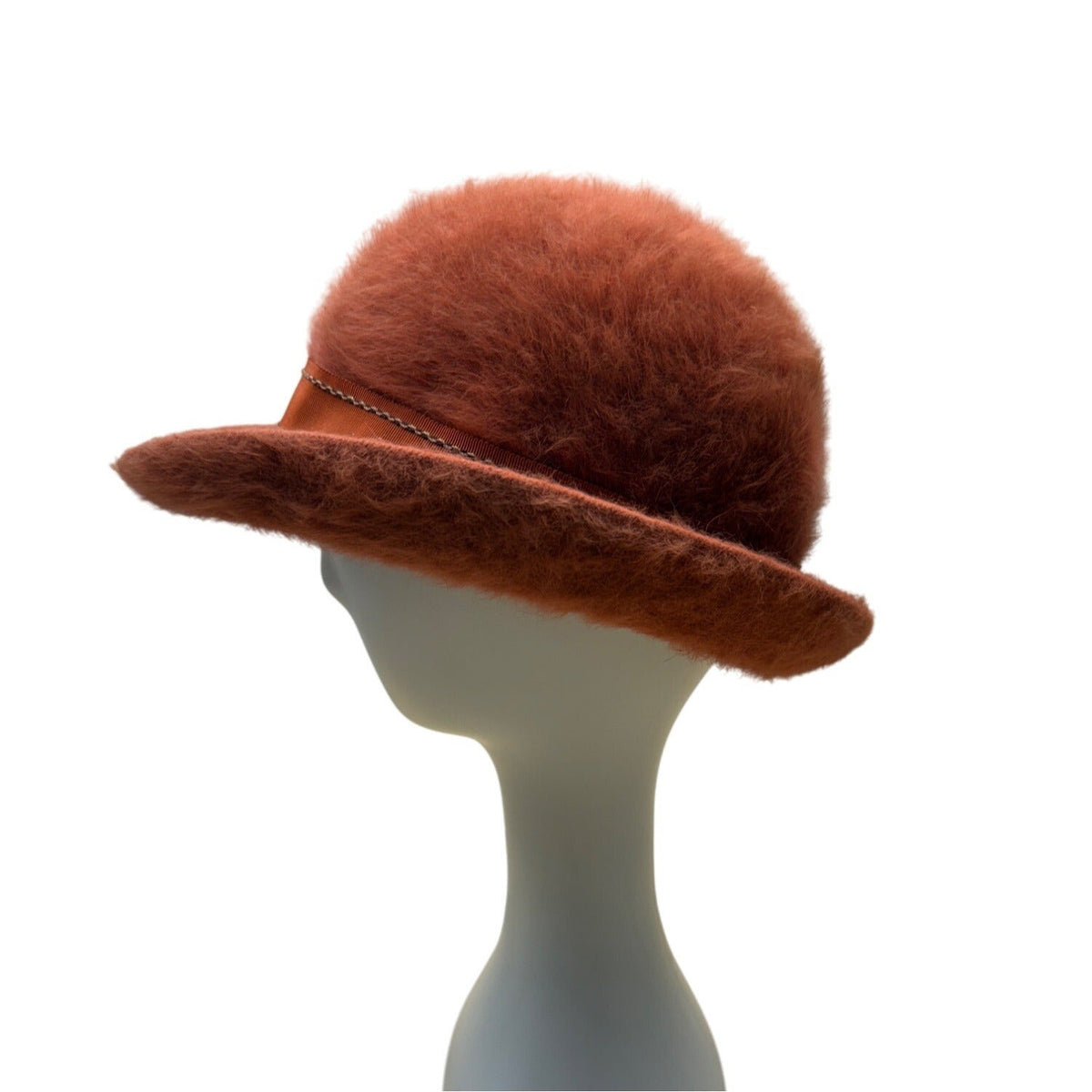 Vintage Kangol Angora Wool Orange Fuzzy Bucket Hat Made In England
