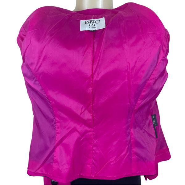 Vintage Kasper Womens Fuchsia & Black Button Blazer Stylish Design Size 4