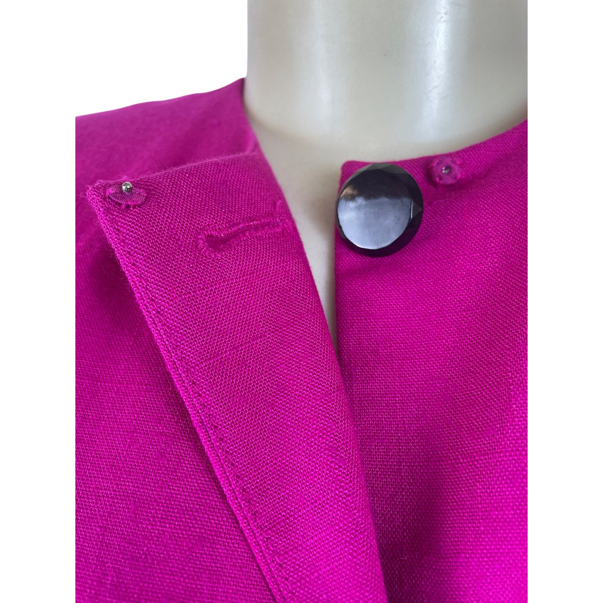 Vintage Kasper Womens Fuchsia & Black Button Blazer Stylish Design Size 4
