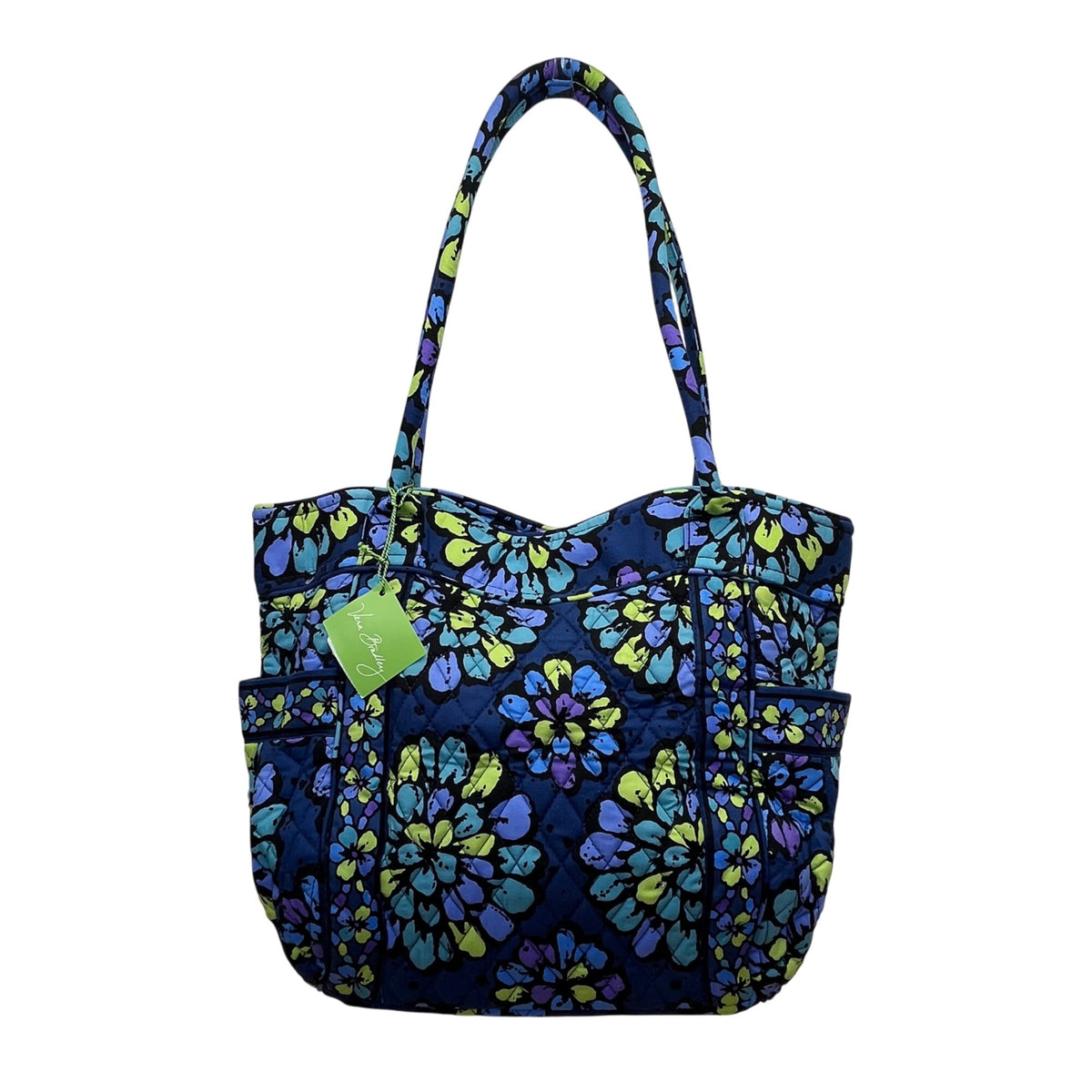 Vera Bradley Women’s Indigo Pop Flowers Pattern Campus Tote Bag Size M
