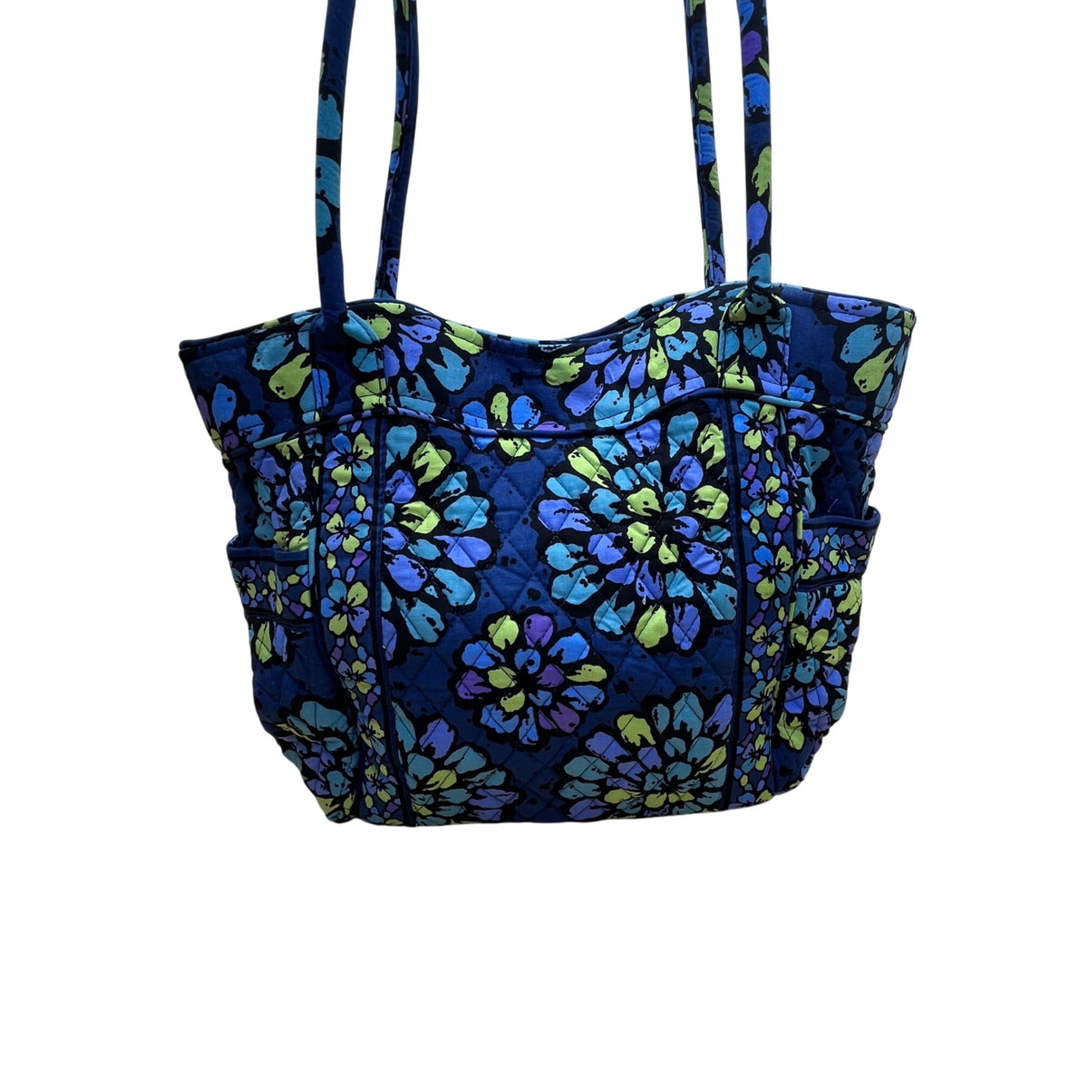 Vera Bradley Women’s Indigo Pop Flowers Pattern Campus Tote Bag Size M