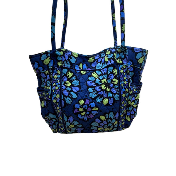 Vera Bradley Women’s Indigo Pop Flowers Pattern Campus Tote Bag Size M