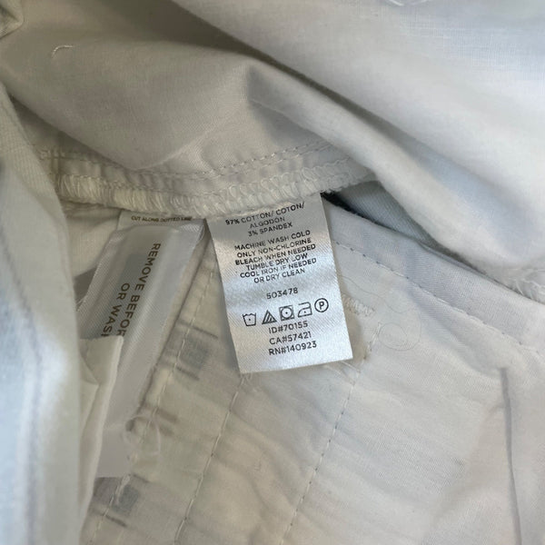 Loft Women's White Striped High Rise & Straight Fit The Kick Crop Jeans Sz 2