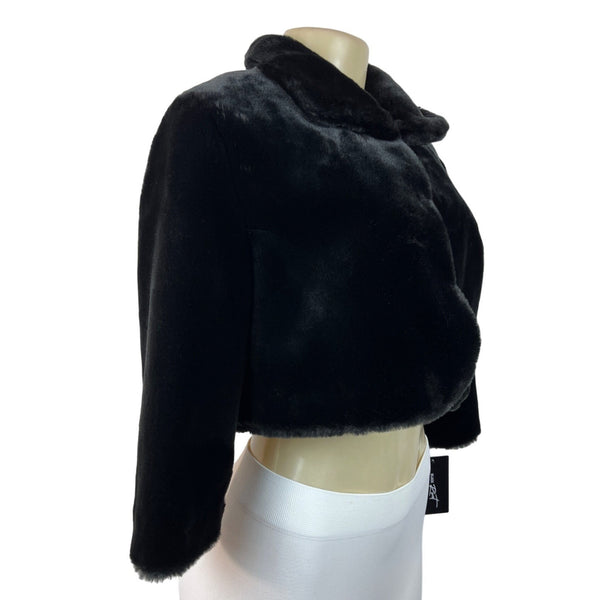 Black Rivet Women's Black Fluffy Cropped Coat Sz L