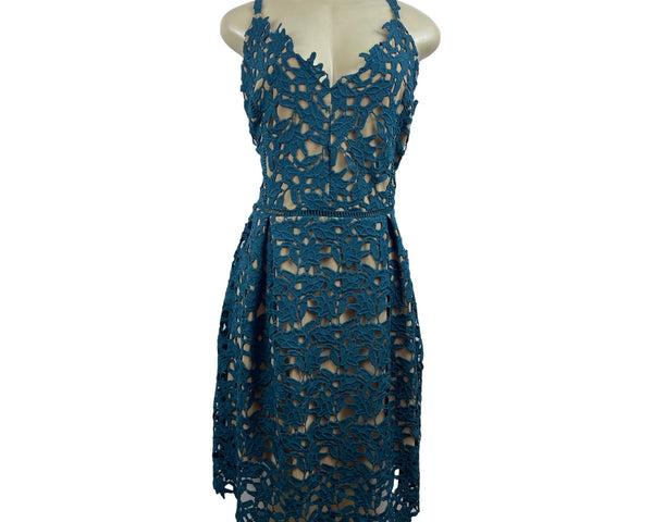 City Chic Emerald Green Sleeveless Lace Overlay Womens Middi Dress Sz 18/M - New