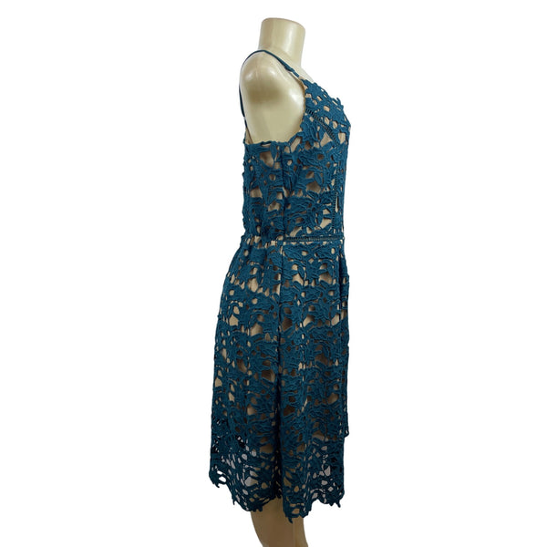 City Chic Emerald Green Sleeveless Lace Overlay Womens Middi Dress Sz 18/M - New