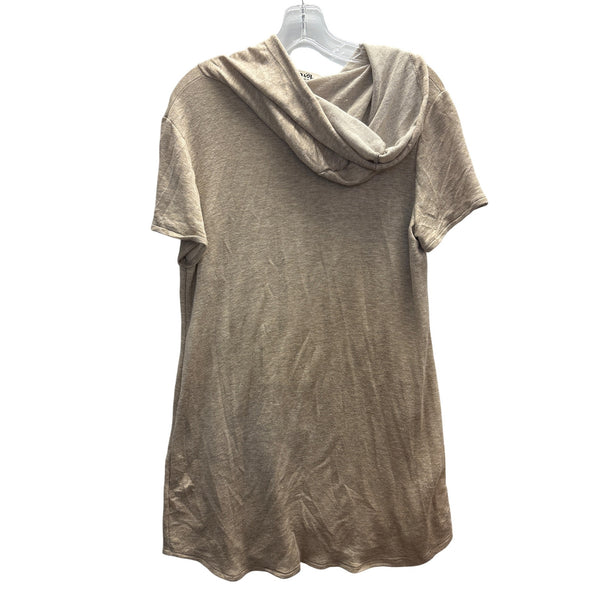 Made With Love Womens Beige Cotton Blend Short Sleeve Hooded Tunic Dress Size S