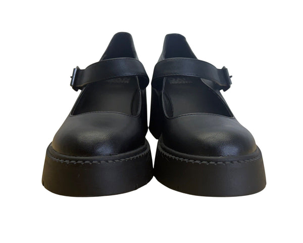 Madden NYC Women’s Black Lug Sole Adjustable Strap Mary Jane Shoes Size 8.5 US