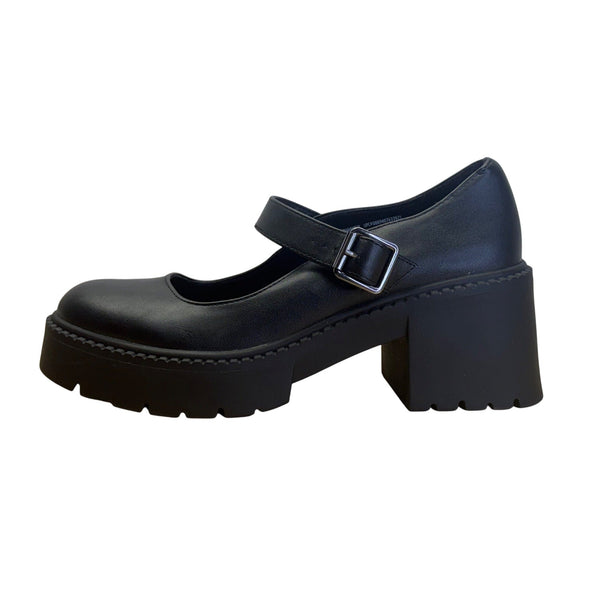 Madden NYC Women’s Black Lug Sole Adjustable Strap Mary Jane Shoes Size 8.5 US