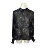 Blush Noir Womens Long Sleeve Floral Paisley Blouse M Black Sz M