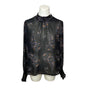 Blush Noir Womens Long Sleeve Floral Paisley Blouse M Black Sz M