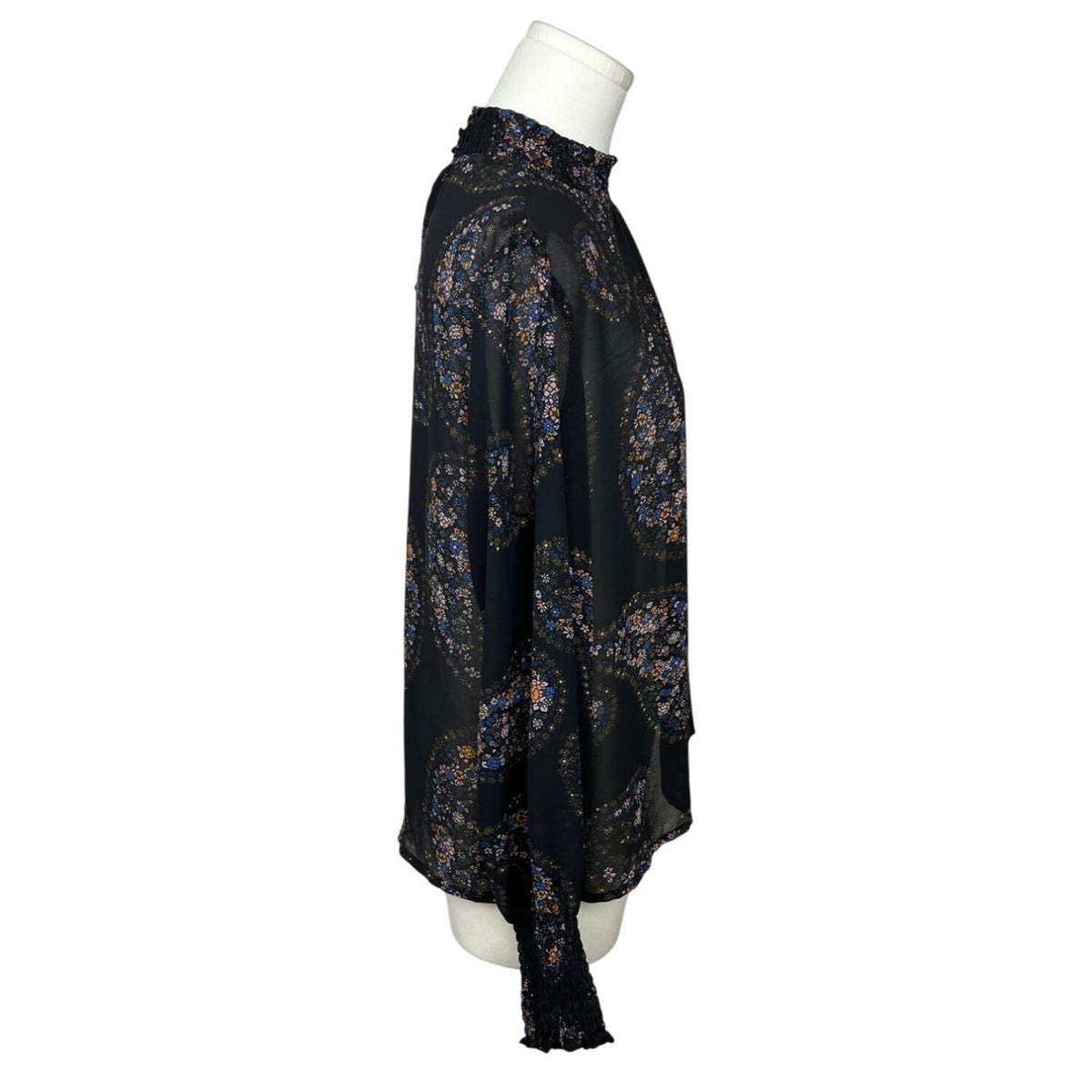 Blush Noir Womens Long Sleeve Floral Paisley Blouse M Black Sz M