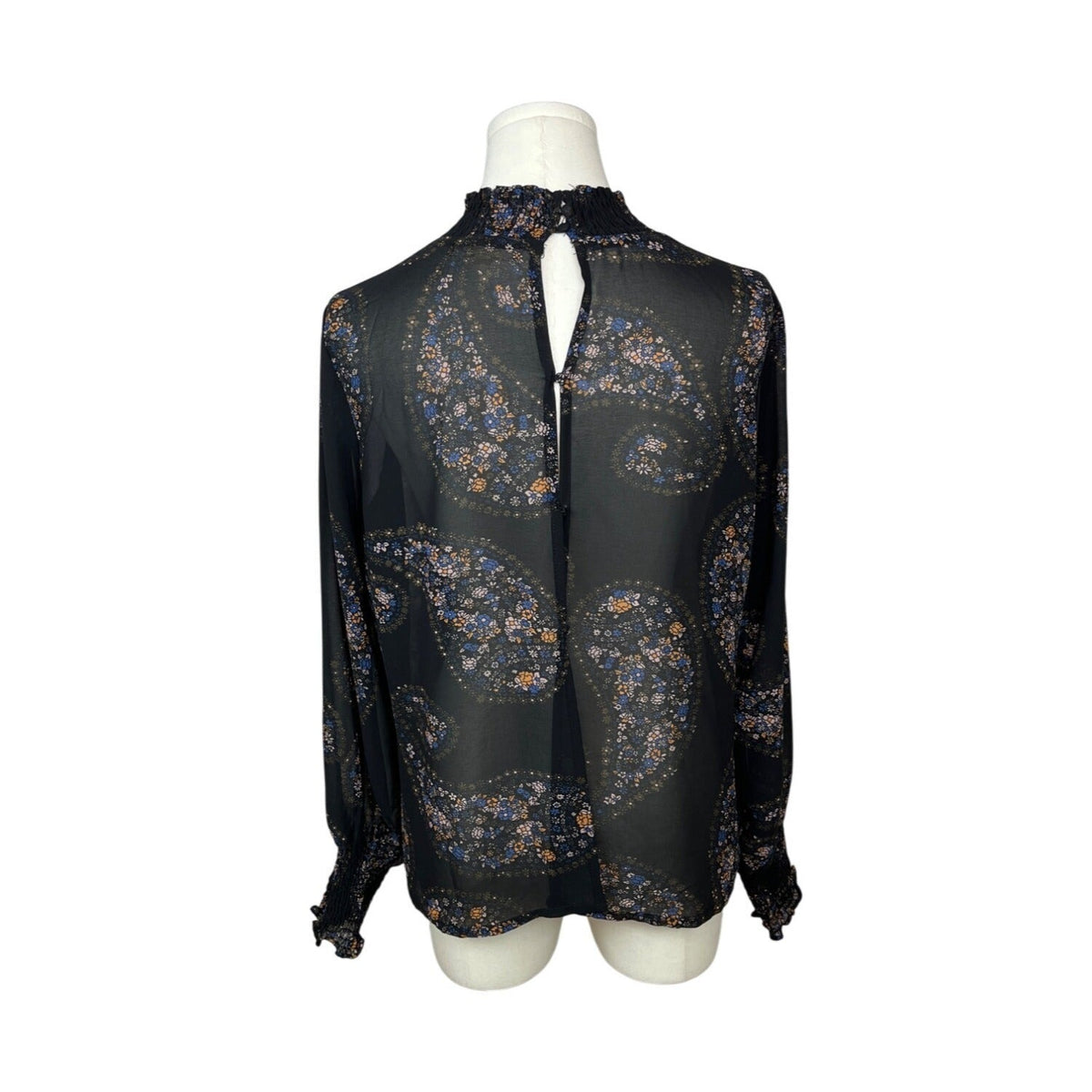 Blush Noir Womens Long Sleeve Floral Paisley Blouse M Black Sz M