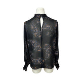Blush Noir Womens Long Sleeve Floral Paisley Blouse M Black Sz M