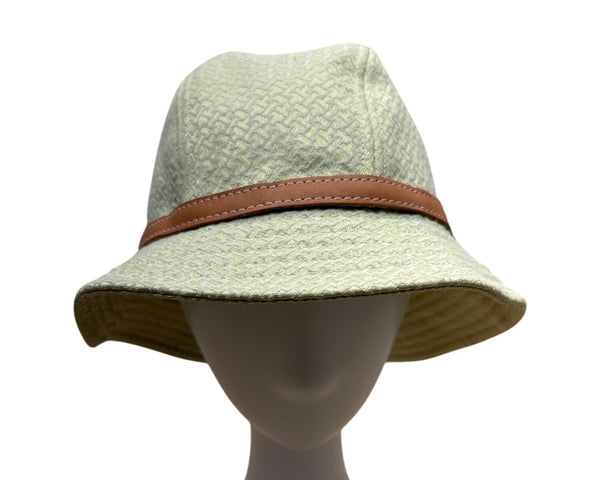 Talbots Womens Light Green Bucket Hat With Leather Belt Band