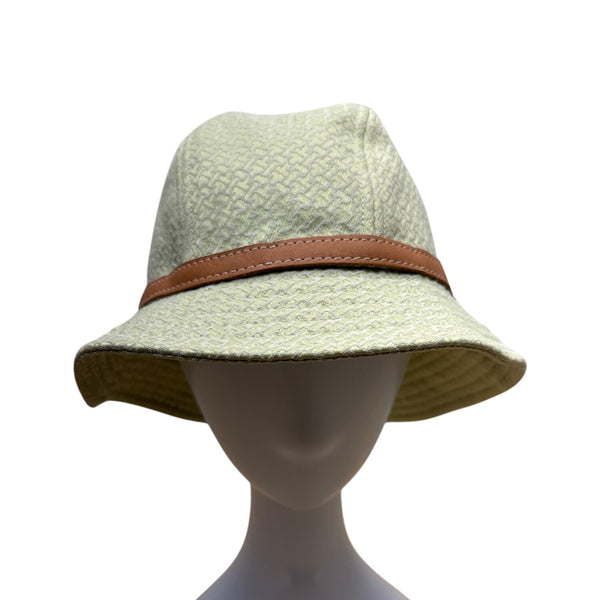 Talbots Womens Light Green Bucket Hat With Leather Belt Band
