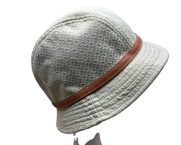 Talbots Womens Light Green Bucket Hat With Leather Belt Band