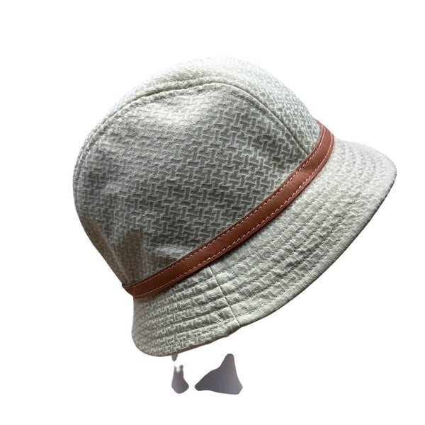 Talbots Womens Light Green Bucket Hat With Leather Belt Band