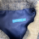 J.McLaughlin Womens Blue & Cream Plaid Linen Blend Button-down Jacket Size XL