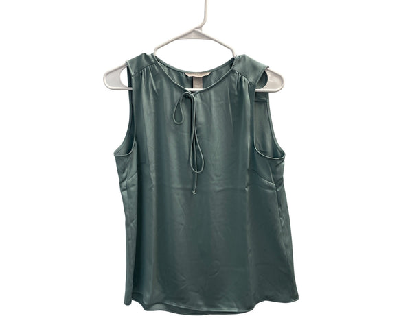 H&M Womens Sleeveless Satin Top With Tie Sage Green Size S