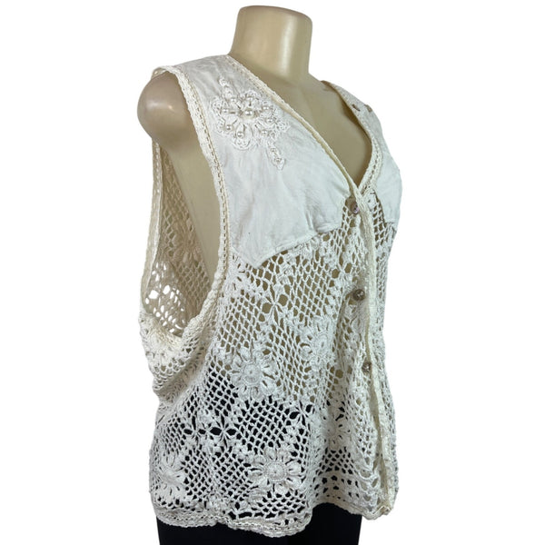 Kathryn Deene Women's Crochet Lace Sleeveless Cardigan Vest Size 22/34