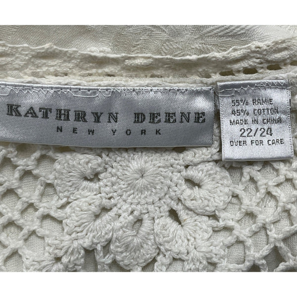 Kathryn Deene Women's Crochet Lace Sleeveless Cardigan Vest Size 22/34
