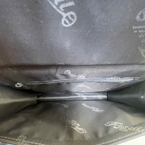 Fossil Women’s Brown Leather Flap Closure Adjustable Strap Crossbody Bag