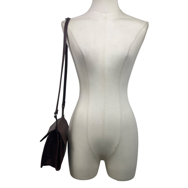 Fossil Women’s Brown Leather Flap Closure Adjustable Strap Crossbody Bag