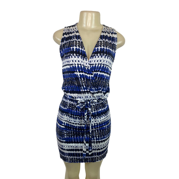 South Moon Under Blue & White Sleeveless Wrap Style Mini Dress Sz XS - New