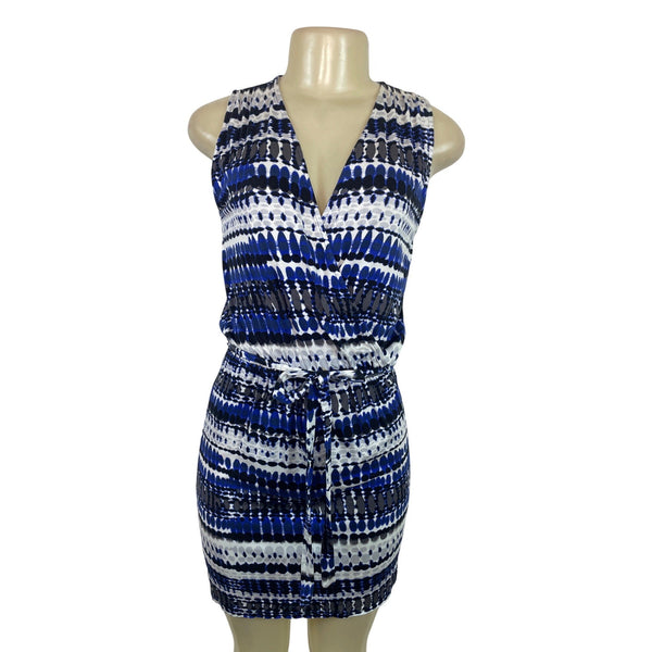 South Moon Under Blue & White Sleeveless Wrap Style Mini Dress Sz XS - New