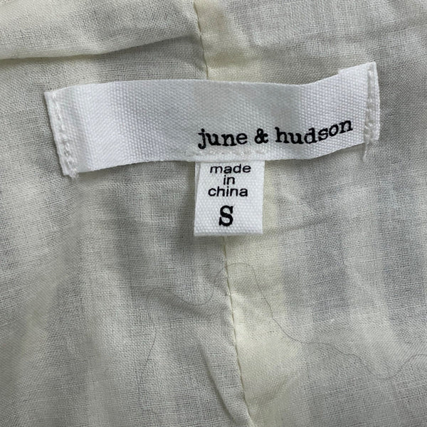 June & Hudson Gray & White Striped Wrap Skirt With Tie Waist & Back Slit S - New