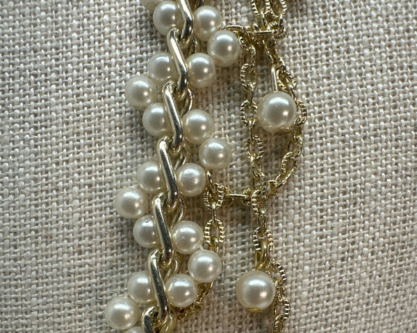 Vintage Women's Gold Tone Faux Pearl Chain Necklace - 30in