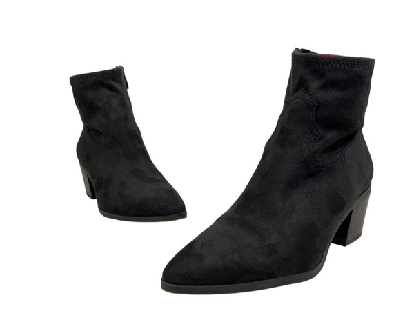 Franco Sarto Women's Black Leather Shaneen Peat Pointed Toe Ankle Booties Sz 8