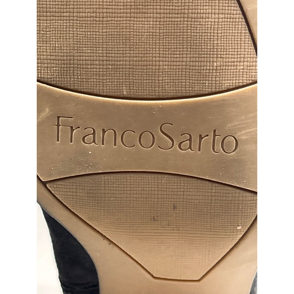 Franco Sarto Women's Black Leather Shaneen Peat Pointed Toe Ankle Booties Sz 8