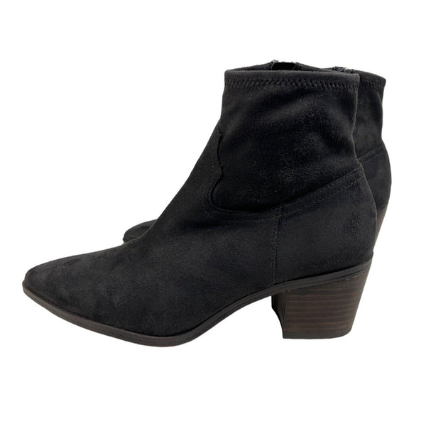 Franco Sarto Women's Black Leather Shaneen Peat Pointed Toe Ankle Booties Sz 8