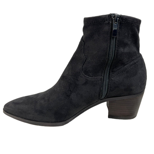 Franco Sarto Women's Black Leather Shaneen Peat Pointed Toe Ankle Booties Sz 8